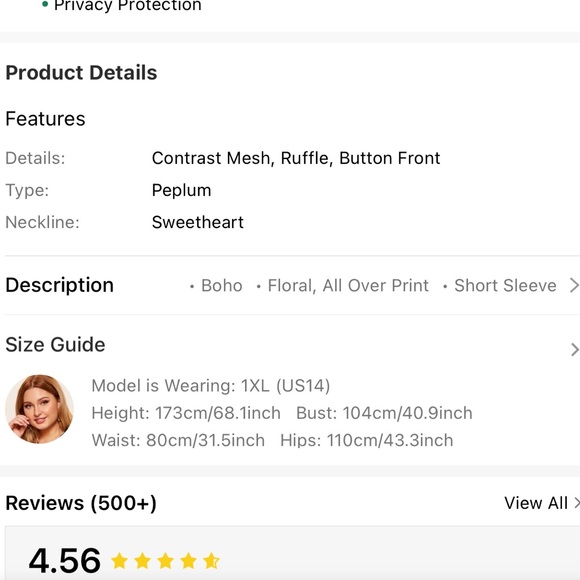 NWT Cottagecore Babydoll Peplum Floral Print Lace Crop Blouse Size 1XL PLUS - Picture 9 of 10